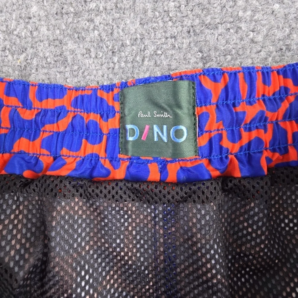Paul Smith Men’s D/NO Dino Swim Shorts - Blue & Red Size Large 4.5” Inseam